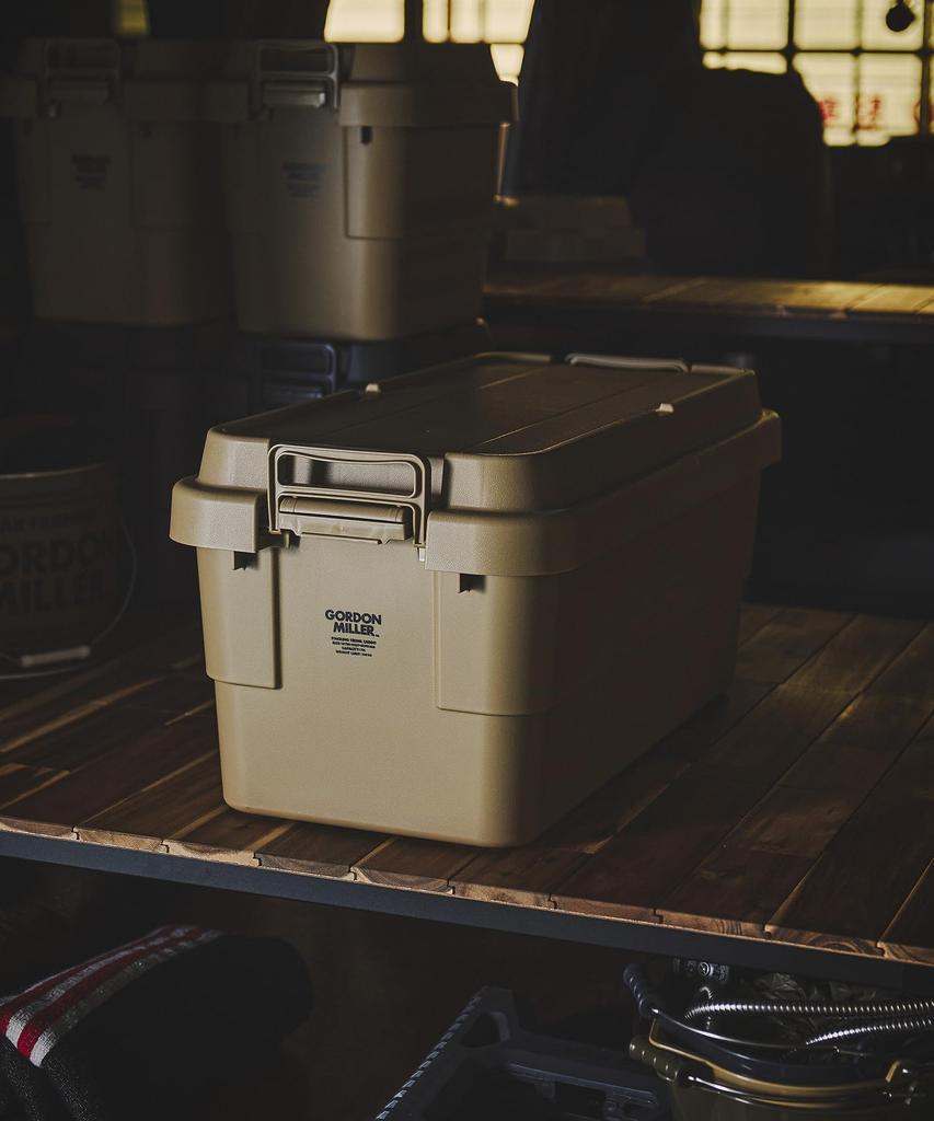 GORDON MILLER Car 70L Stacking Trunk Cargo Storage Box Organizer Coyote Beige with Lid Outdoor Sitting Large Capacity 1628754