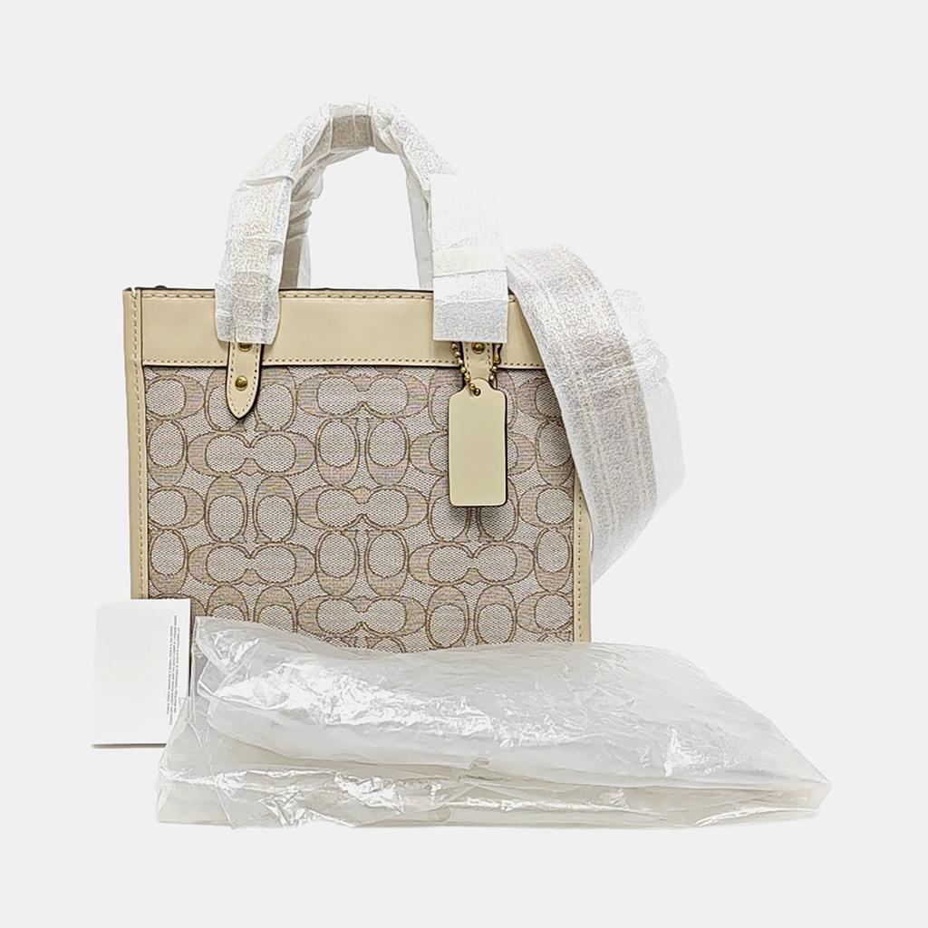 [Pre-Owned] Field 22 Classic Logo Print Color Block Vertical Fabric And Leather Tote Bag - Excellent #1TIXVKG