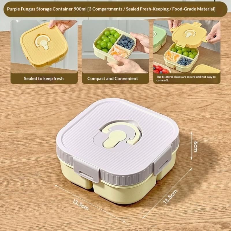 Portable Plastic Lunch Box With Compartment Microwave Safe Fruit Salad Lunch Container Kid Student Leak-Proof Bento Box