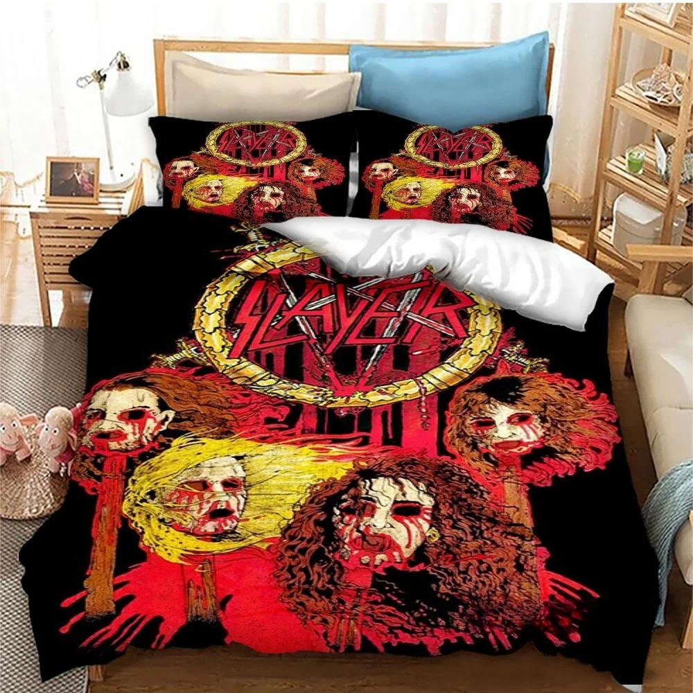 Slayer Heavy Metal Band Music Comforter Bedding Set,Duvet Cover Bed Set Quilt Cover Pillowcase,king Queen Size Bedding Set Kids