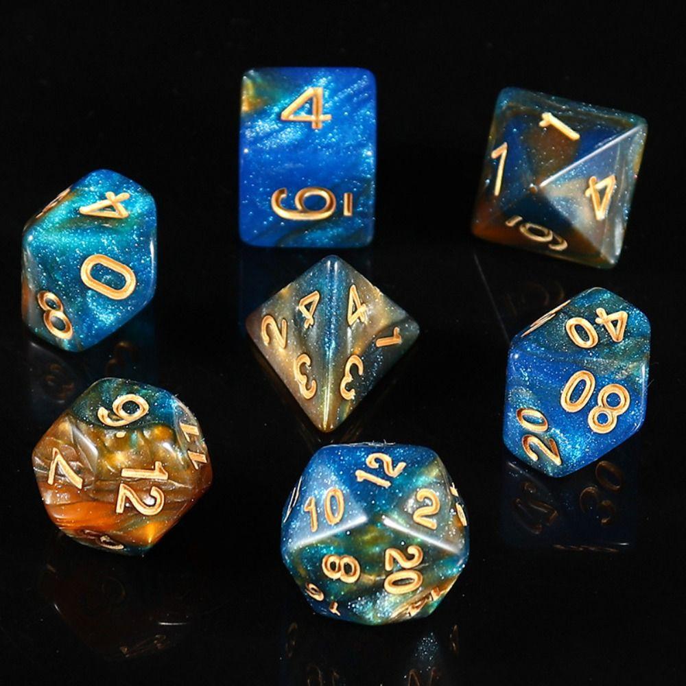 7PCS/Set Digital Acrylic Dice Polyhedral Mixed Color Dice Pearlescent Dice  for RPG DnD