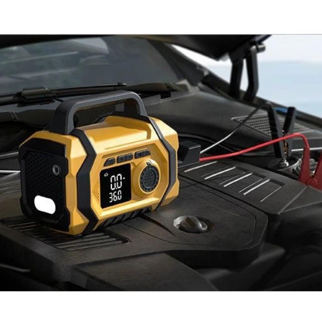 All In One Car Emergency Jump Starter Large Capacity Power Supply with Air Inflator & Dust Blower Portable 12V Car Battery Jumper Pack