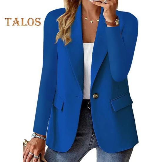 Женский пиджак, облегающий, с длинными рукавами, пригородный костюм, пальто, однотонный пиджак на одной пуговице для офиса, повседневной носки, вечеринки