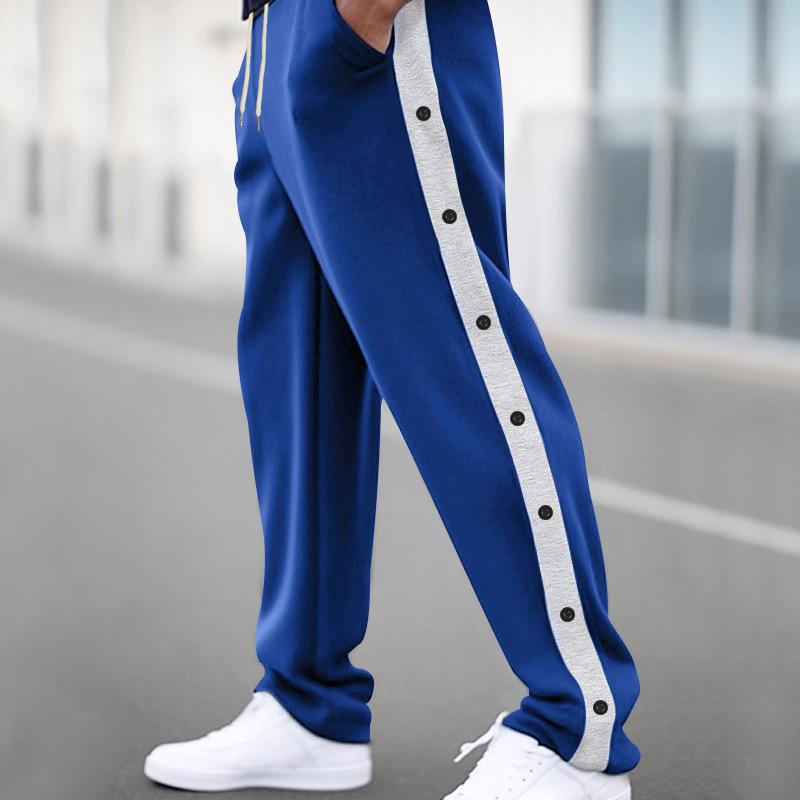Casual Sports Buttoned Trousers Men's Spring and Autumn Loose Straight Loose Button Decorative Large Size Trousers