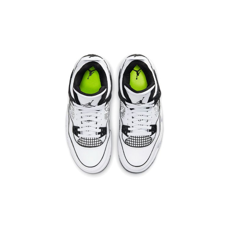 Детские кроссовки Air Jordan 4 Retro GS DIY Белый Черный Volt DC4101-100