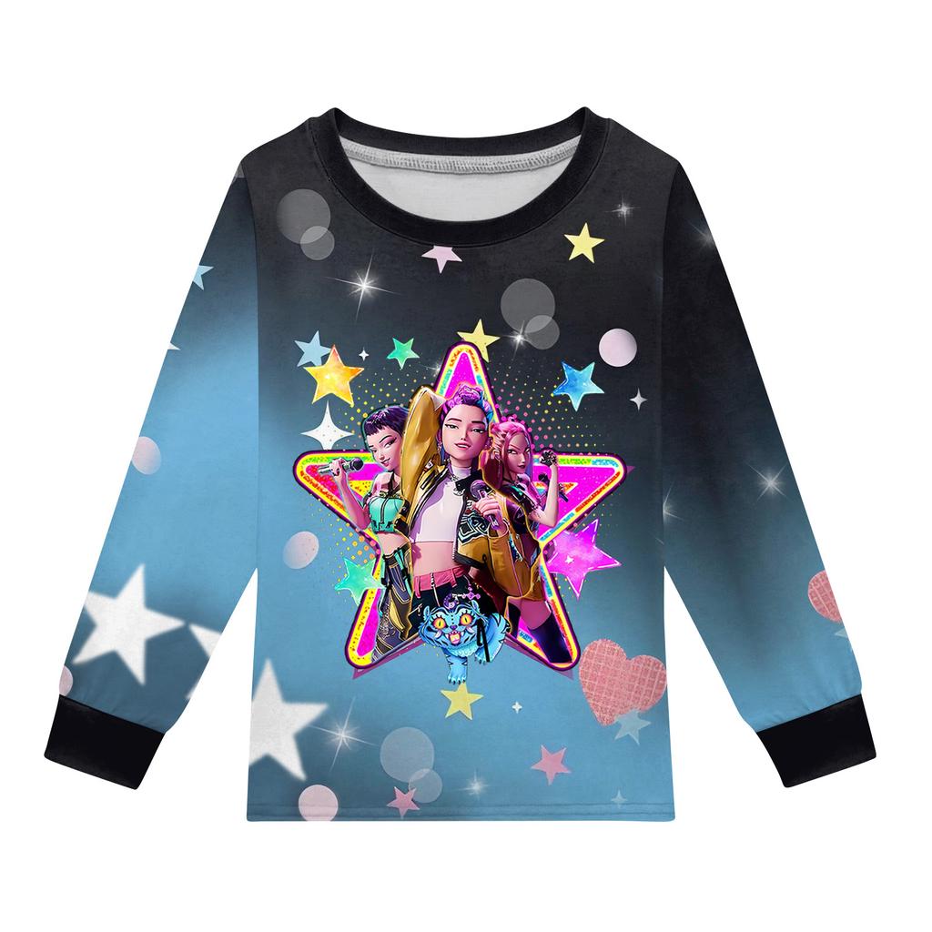 Children's Fashion Suit Skirt Round Neck Long Sleeve Top Pants