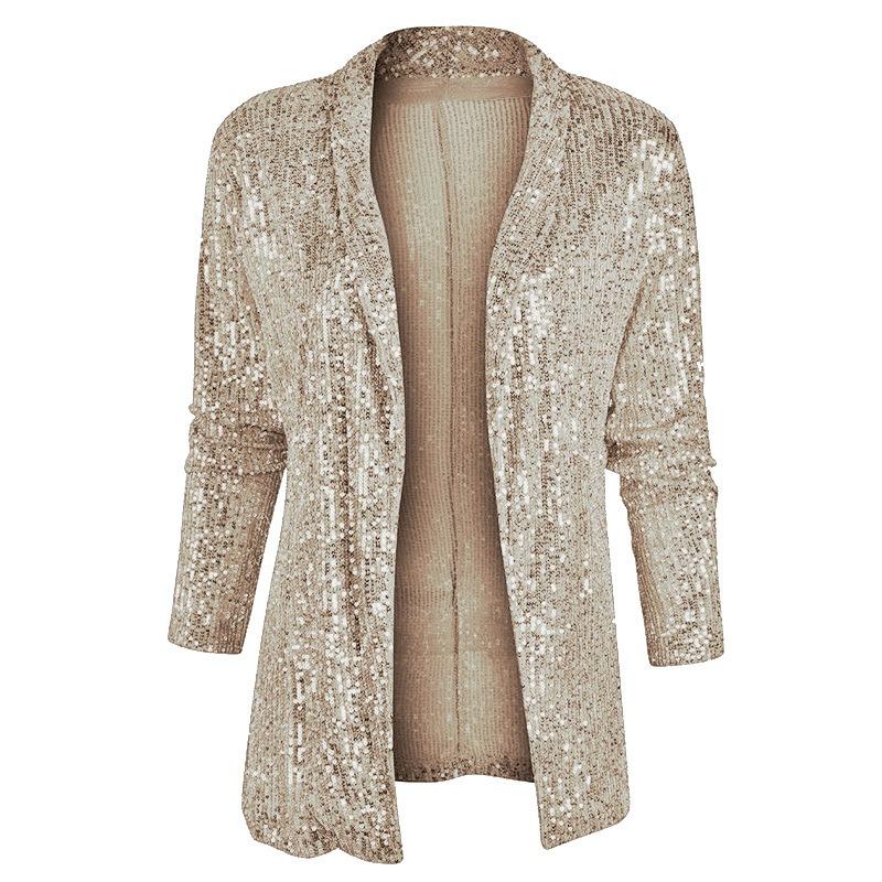 Women's Blazers Sequin In Coats Long Sleeve Cardigan Fashion Suit Slim Fit Short Outerwear Female Clothing Autumn
