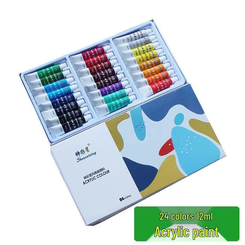 Shencai Xing Acrylic Paint Set: Waterproof, 12 Colors for School Students & DIY Art