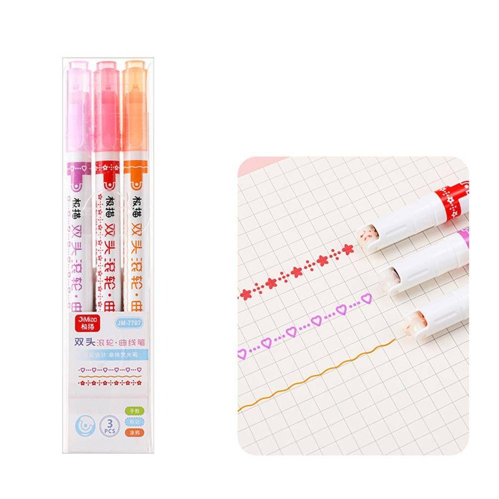 Curve Line Double Head Marker Multiple Shapes Markers Pen Curve Highlighter Pen Integrated