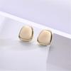 Geometry White Color Square Stud Earring for Women French Retro Elegant Korean Sweet Ear Wedding Party Jewelry Girl Friend Gift