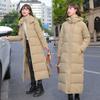 Women's Winter Plus Size Padded Thickened Jacket Warm Comfortable Outerwear Medium Long Knee Hooded Button Collar Outerwear