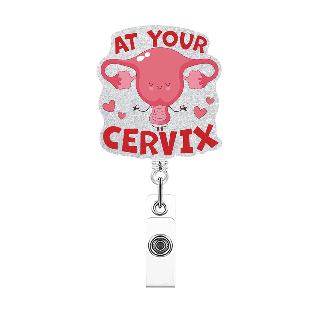 Medical Heart Lung Brain Acrylic Glitter Retractable Badge Reel Rotating Crocodile Clip ID Badge Holder for Doctor Nurse