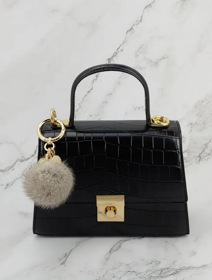 [Maia] Mink Fur Keyring & Charm - Gray