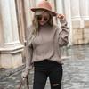 Autumn and Winter Women's Sweater Fashion Solid Color Long Sleeve Twist Loose Turtleneck Sweater