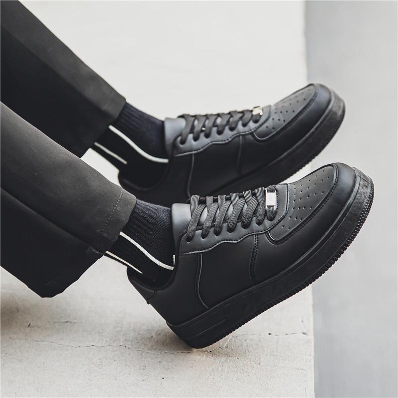 Men's Black Casual and Trendy Air Force Sports Shoes for Autumn and Winter