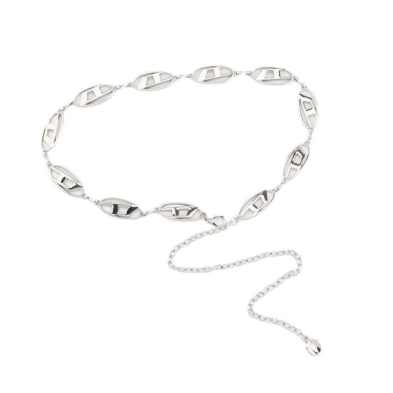 Металлическая серебристая цепочка с буквой D, поясная цепочка, регулируемая юбка, универсальные джинсы