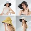 ELLE [Temperament Sunscreen] Fisherman's Hat Summer Black Rubber Sunshade Large brim UV resistant Half Air Top Fashion Hat