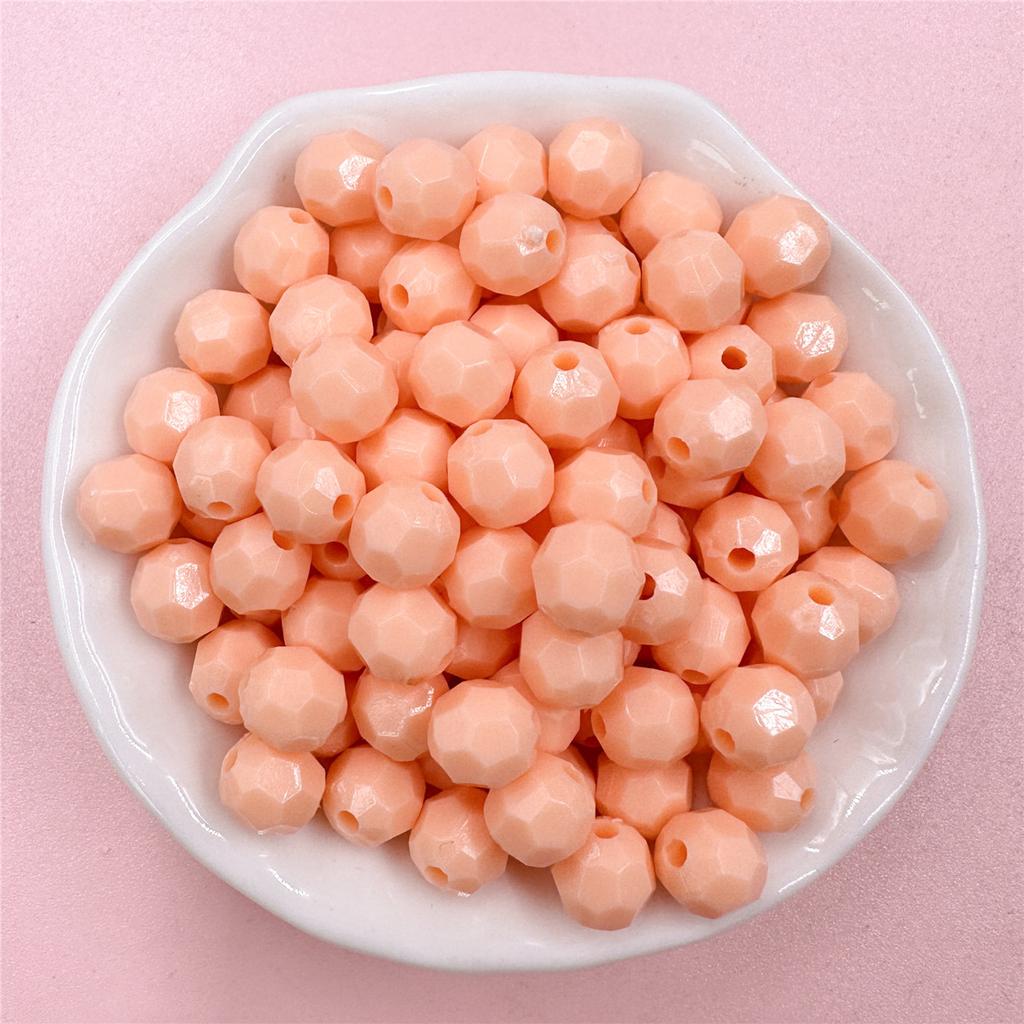 Сплошные цветные круглые бусины, 50 шт., акриловое детское ожерелье, цепочка для мобильного телефона, аксессуары, браслет, подарочная сумка, 7,5*8 мм, разная огранка