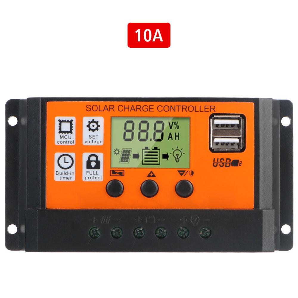 10A/20A/30A Solar Charge Controller Automatic Recognition Control With Timer USB Chargers Socket PV Regulator Digital Display