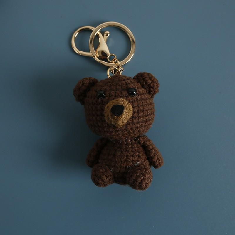 Cartoon Animal Doll Series Crochet Keychain Knitted Rabbit Keychain Cute Bear Keyring For Bag Pendant Custom Accessory