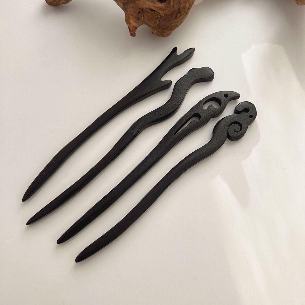 Ladies Women Carved Hanfu Hairpins Hair Accessories Chinese Style Hair Fork Wooden Hair Sticks