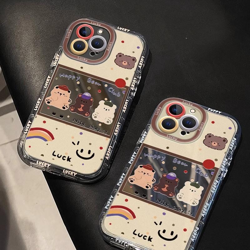 Cartoon Bear for IPhone16promax Mobile Phone Case for Apple 15 Anti-fall 14 Mirror 12 Female 13