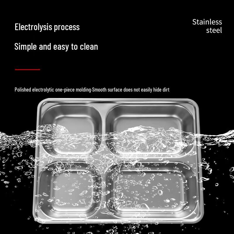 304 Stainless Steel Deep 4-Compartment Lunch Tray