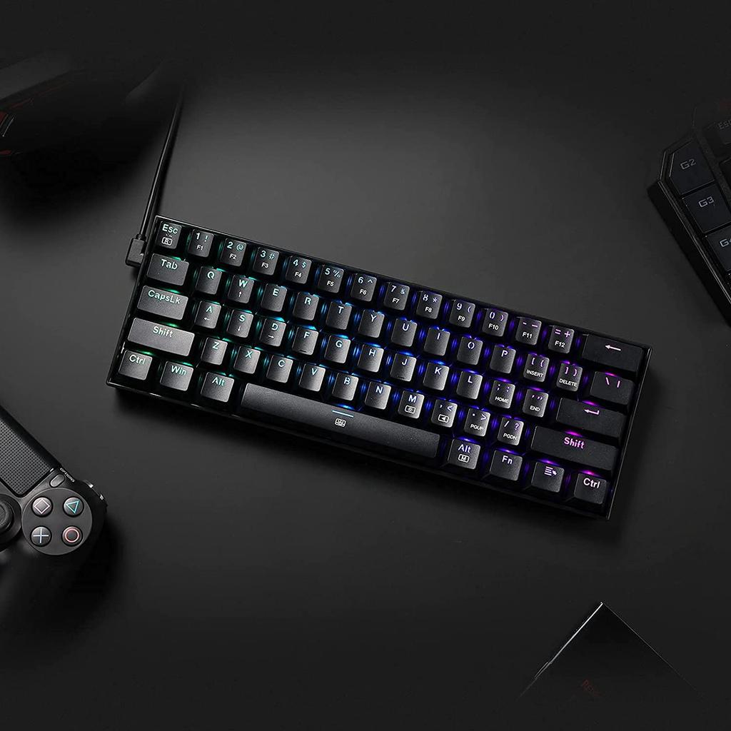 Redragon K630 Dragonborn 60% Проводная RGB Игровая Клавиатура, Компактная Механическая Клавиатура на 61 клавишу с Тактильными Коричневыми Переключателями и Поддержкой Профессионального Драйвера, Черная