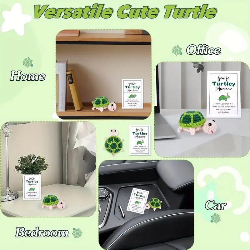 1PC Handmade Cute Perfect Gift Positive Energy Crochet Turtle Mini Wool Knitting Doll Desk or Car Accessory Soft Cotton Yarn