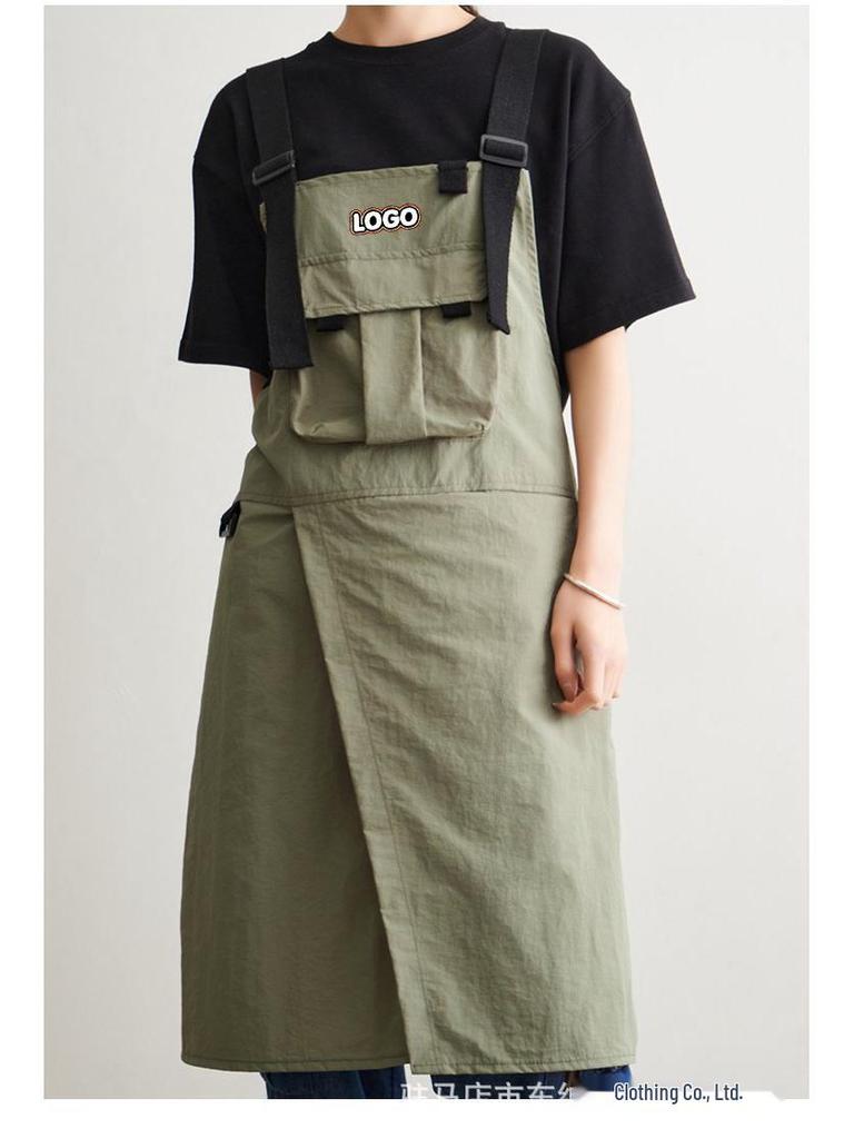 Korean Fashion Apron for Women and Men: Ideal for Baristas, Bubble Tea Shops, Barber Shops, Nail Salons, and Restaurants