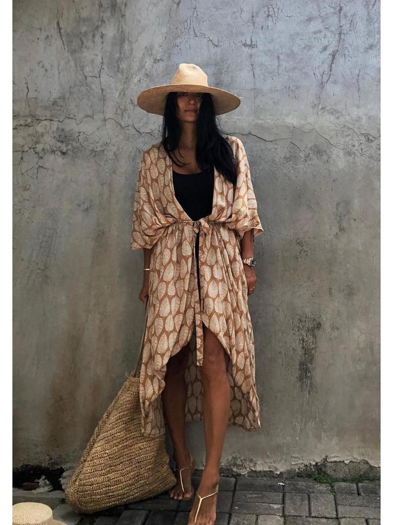 Черно-белый кардиган тай-дай, пляжное платье и накидка для купальника