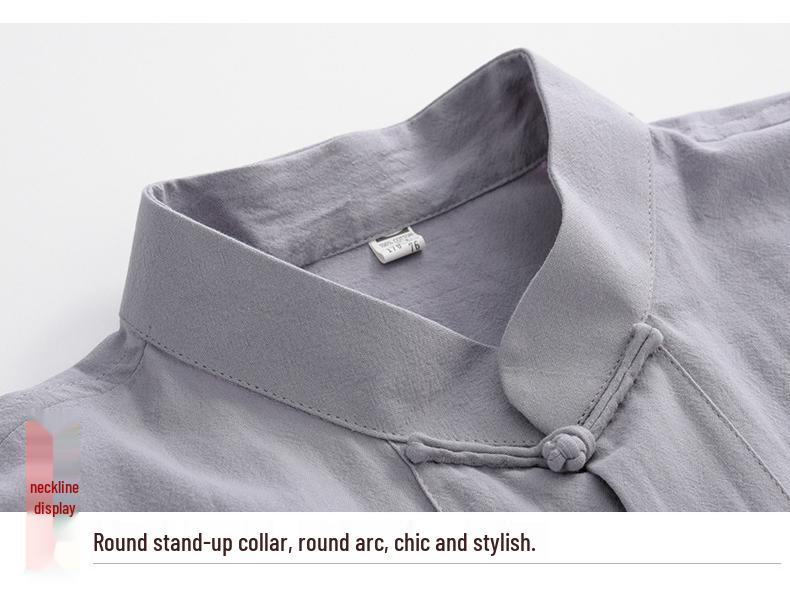 Мужской летний костюм для тай-чи из хлопка и льна – Комплект костюма тан с коротким рукавом