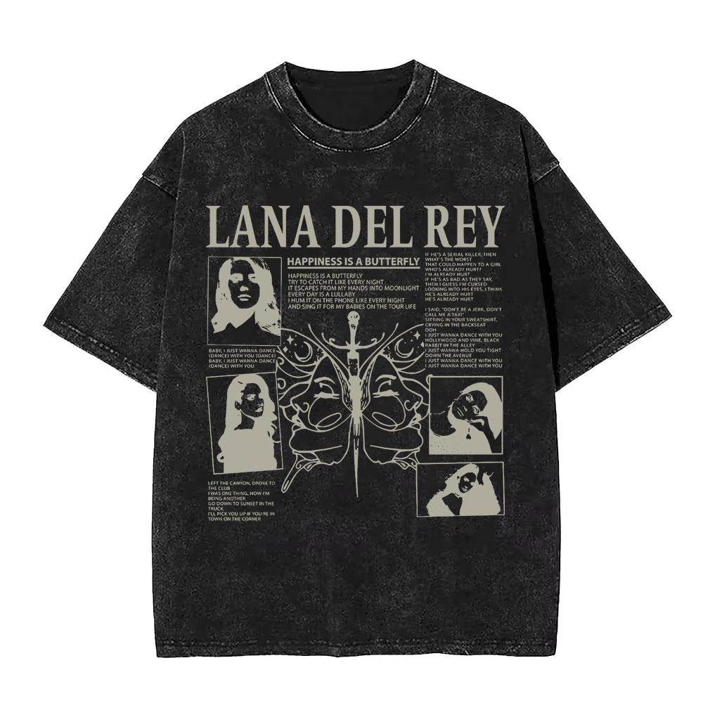 Washed Vintage WashedLana Del Rey Tour Tshirt Men Women Hip Hop Fashion Pop Music Tshirts Unisex Casual Cotton T Shirts