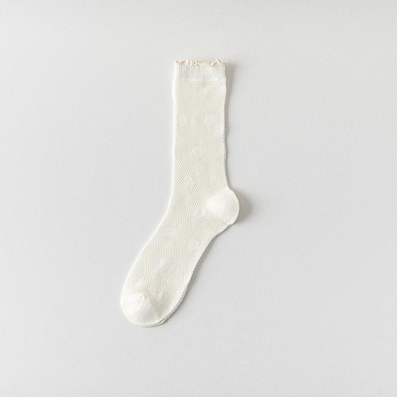 Женские летние тонкие сетчатые дышащие бесшовные кружевные гольфы средней длины из хлопка