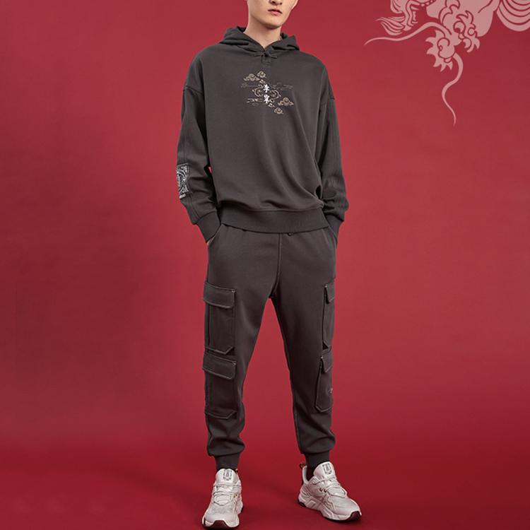 Li Ning X Palace Museum Baoyun Building Collaboration Casual Sports Hoodie Men Hoodies Black AWDQA67-2