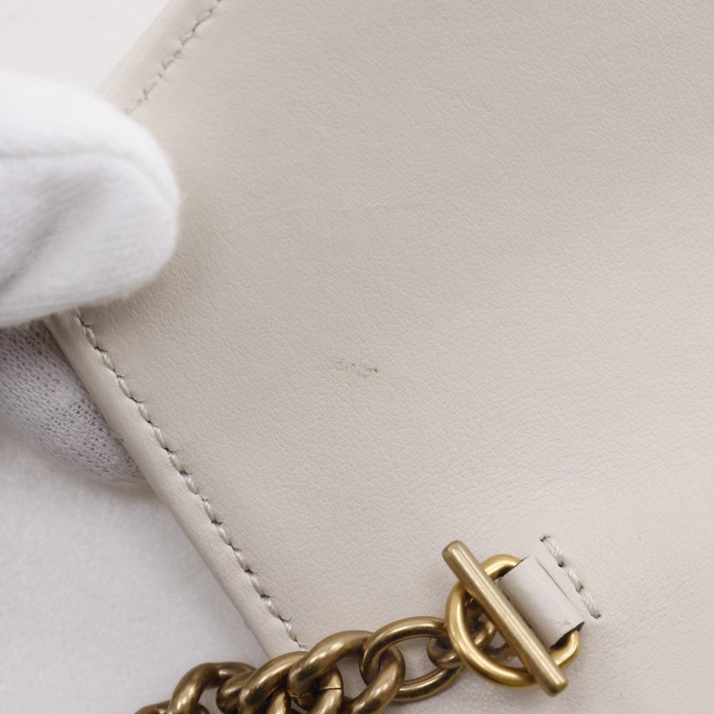 Gucci Кошелек на цепочке GG Marmont 474575 Цепочка на плечо 2-сторонний клатч Белая телячья кожа Женский Б/У