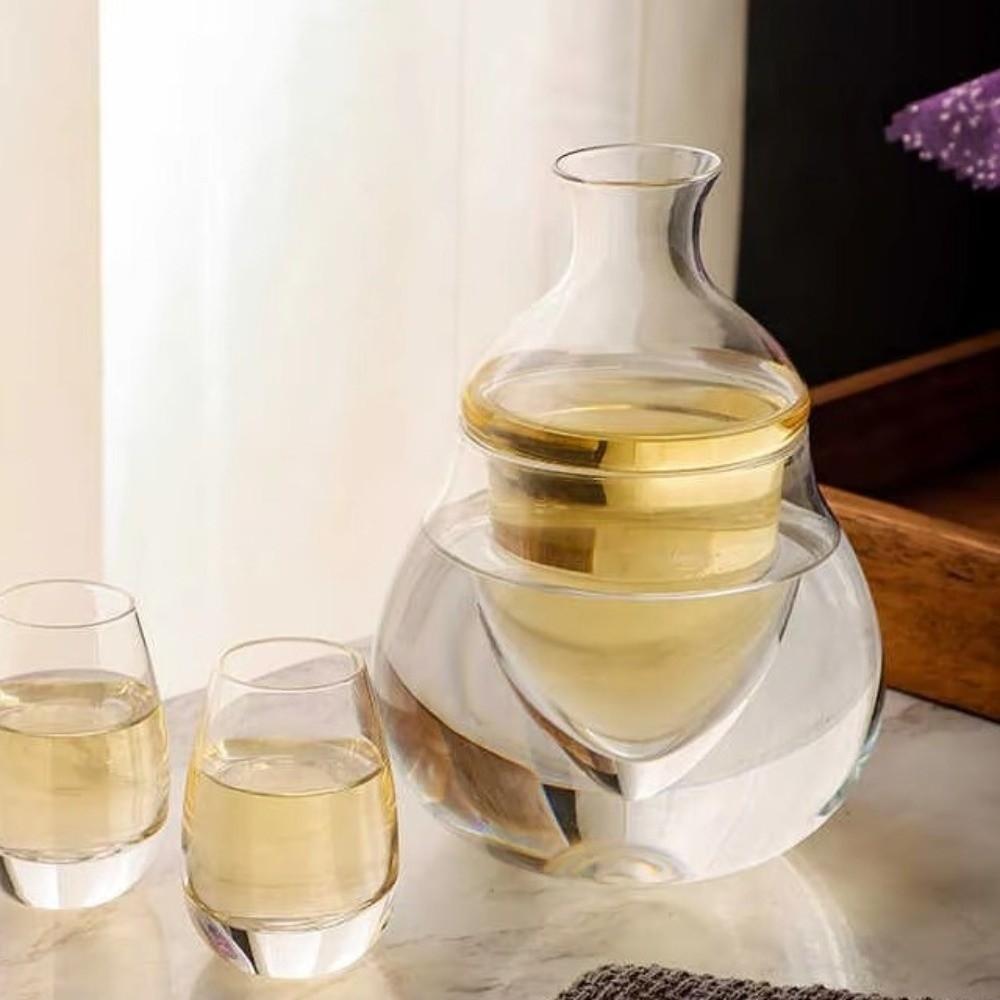 Transparent Wine Cooler Glass Wine Dispenser Cooling Sake Cup Wine Warmer Home