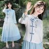 2025 Chinese-Style Women's Retro Embroidered Tang Suit and Hanfu Tea Clothing Set with Classical Pan Buckle.