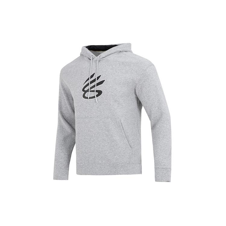 Under Armour Curry Geometric Pattern Print Athleisure Hooded Fleece Lined Long Sleeved Sweatshirt Men's Gray 1374298-011