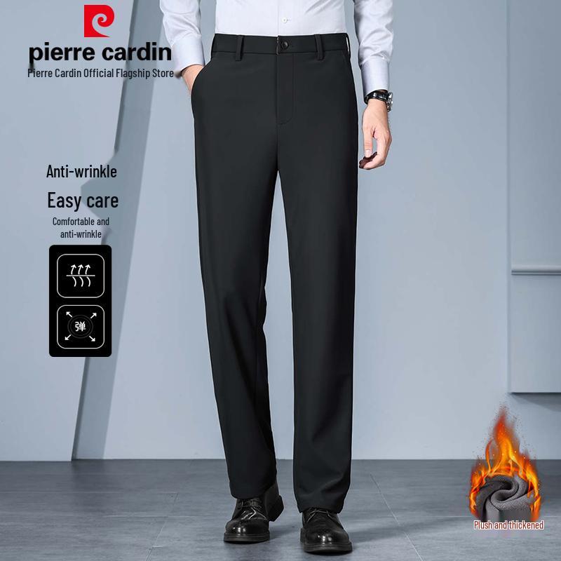 Мужские повседневные брюки Pierre Cardin Plus с бархатной подкладкой, утолщенные, эластичные, прямого кроя