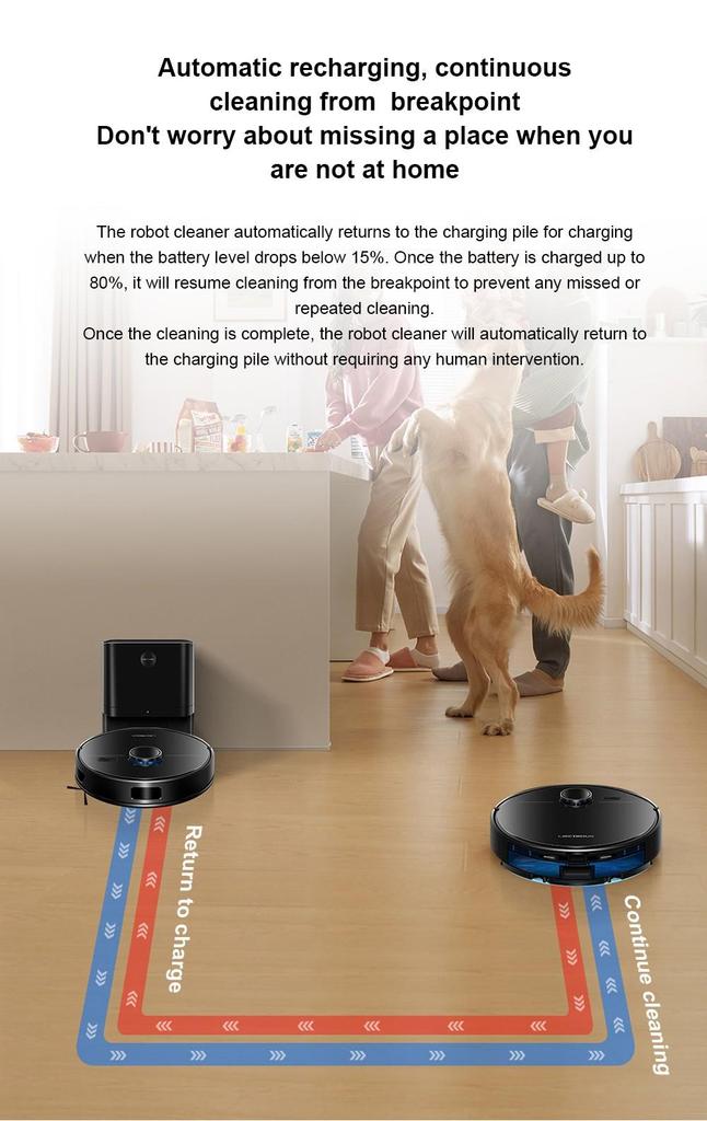 Liectroux M70 Pro Lidar Robot Vacuum Cleaner with Self-emptying Dustbin, Multi-floor Map Storage, 6500Pa Strong Suction