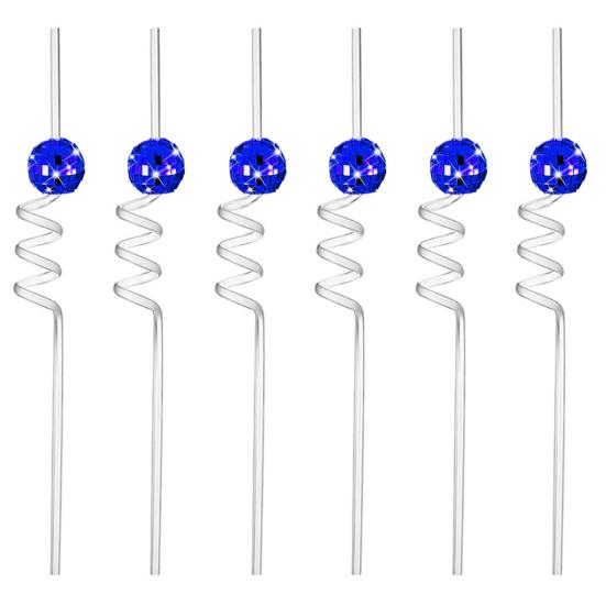 6Pcs/Set Disco Straws Disco Ball Distinctive Reflective Mirror Spiral Shape Disco Party Decorations Bachelorette Straws Cup Accessories