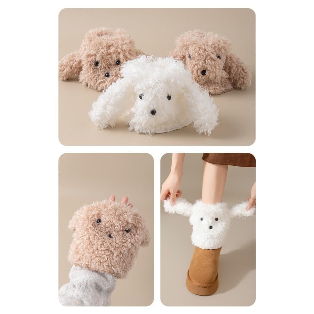 JK Puppy Leg Warmers Y2K Plush Boots Cover Cute Dog Ears Foot Cover Fall Winter