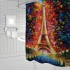 Eiffel Tower Paris Scenery Shower Curtain Vintage Scenery Cherry Blossom Butterfly Polyester Fabric Bath Curtains Bathroom Decor