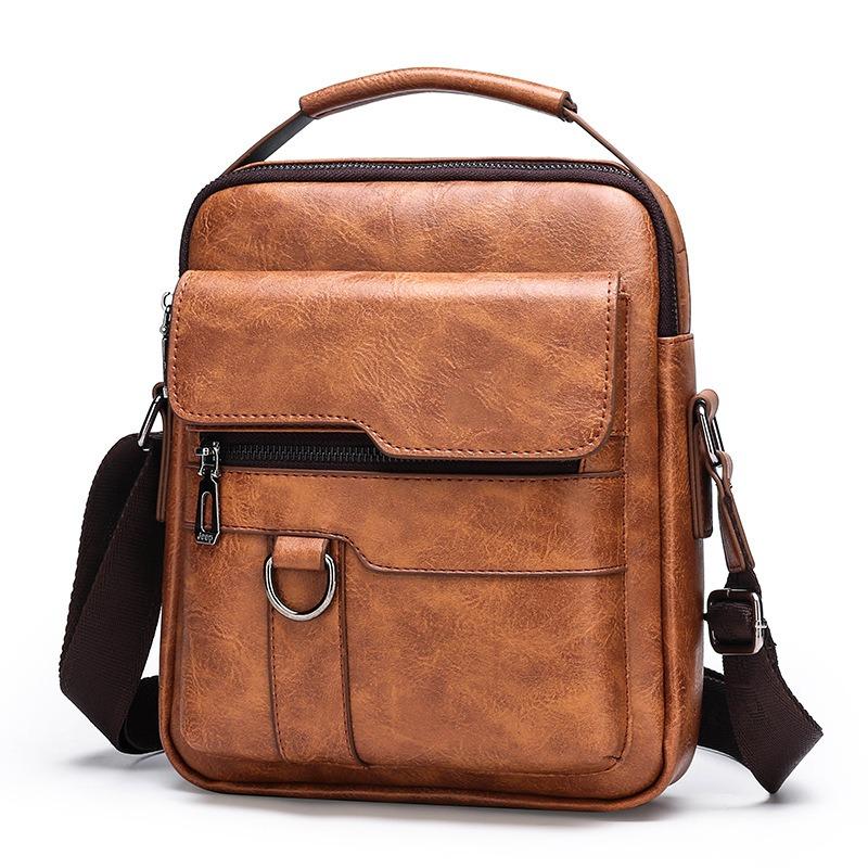 Men's Shoulder Bag New Business Casual Vertical Messenger Bag Fashion Leather Bag Handbag Men's