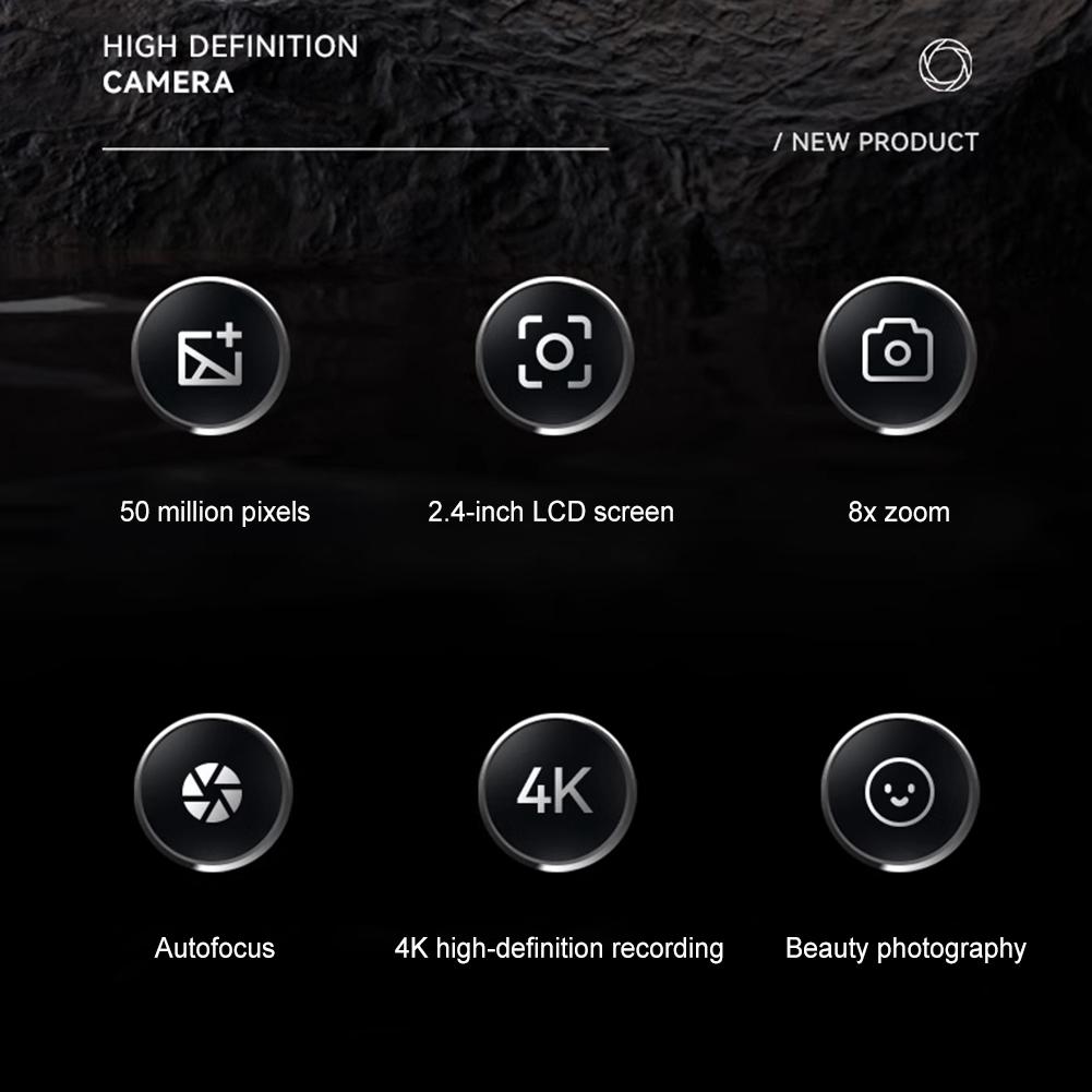 Цифровая камера 4K FHD 50MP с автофокусом, 2,4-дюймовым IPS-экраном, WIFI, камера для видеоблогинга, 16-кратный зум с подсветкой для подростков и студентов