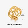 1Pcs Stainless Steel Geometric Chain Hollow Ring For Women Trendy Simple Personality Open Ring Waterproof Jewelry Accessories