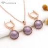 Fashion Colorful Round Simulated-pearl Drop Earrings Jewelry Sets For Women Wedding Party Pendant Necklace