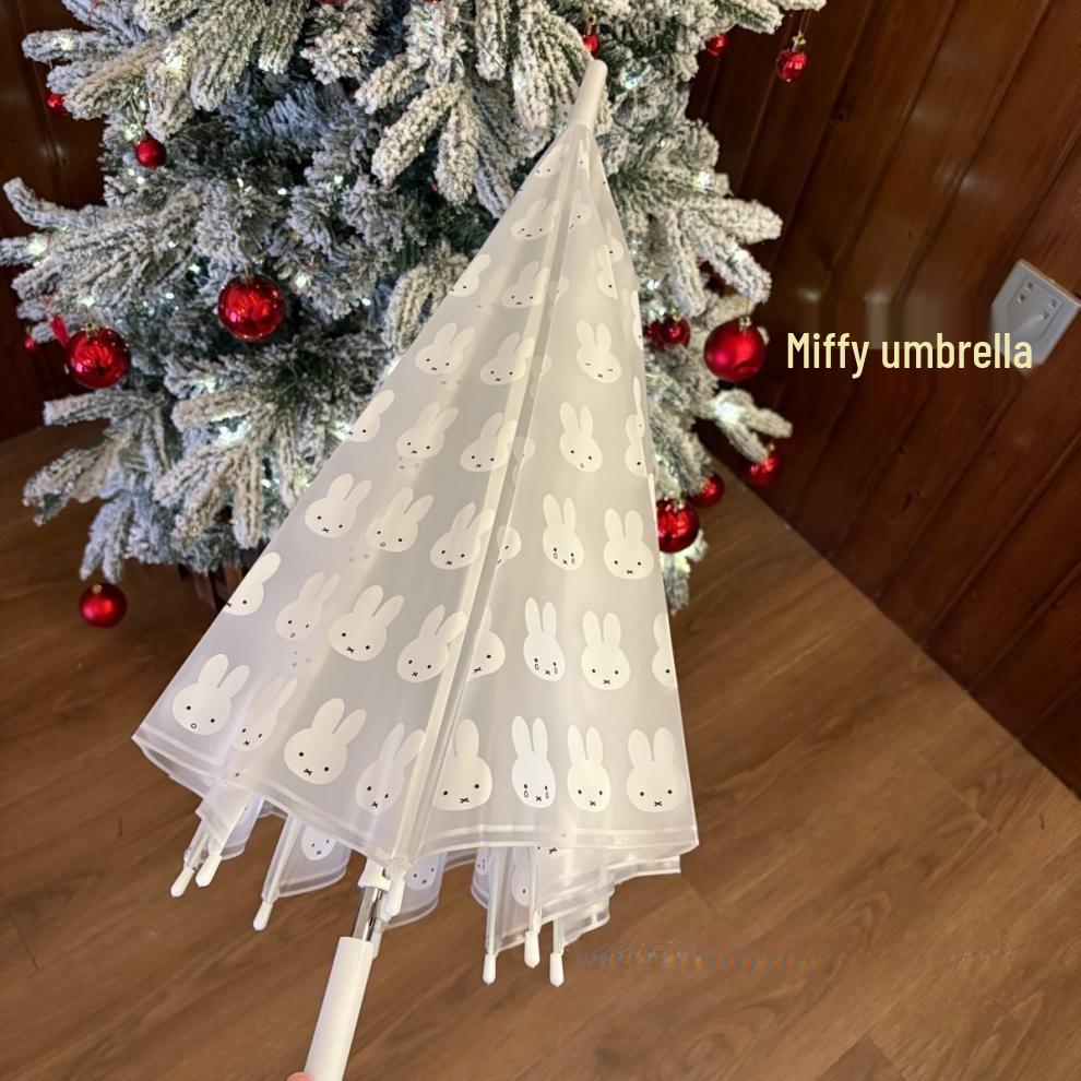 Прозрачный детский зонт Miffy двойного назначения от солнца и дождя - Автоматический, Портативный, Мультяшный дизайн