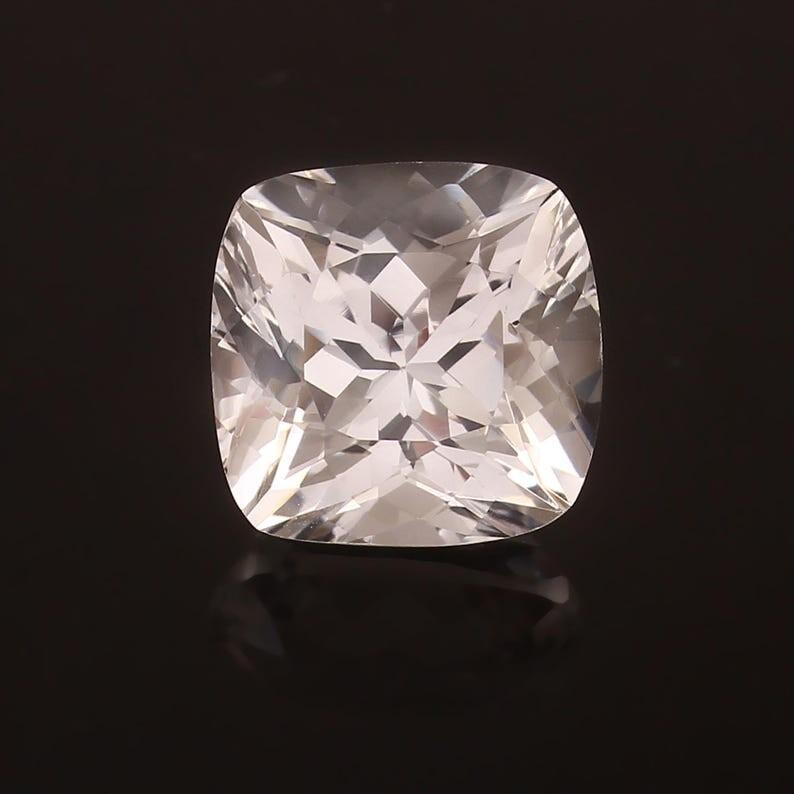 AAA Flawless 15x15mm Heated Ceylon White Sapphire Cushion Cut Loose Gemstone